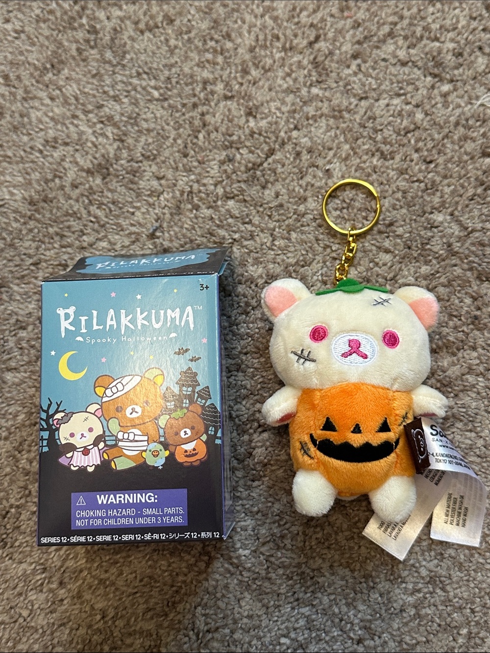 Rilakkuma Halloween Pumpkin Plush Keychain